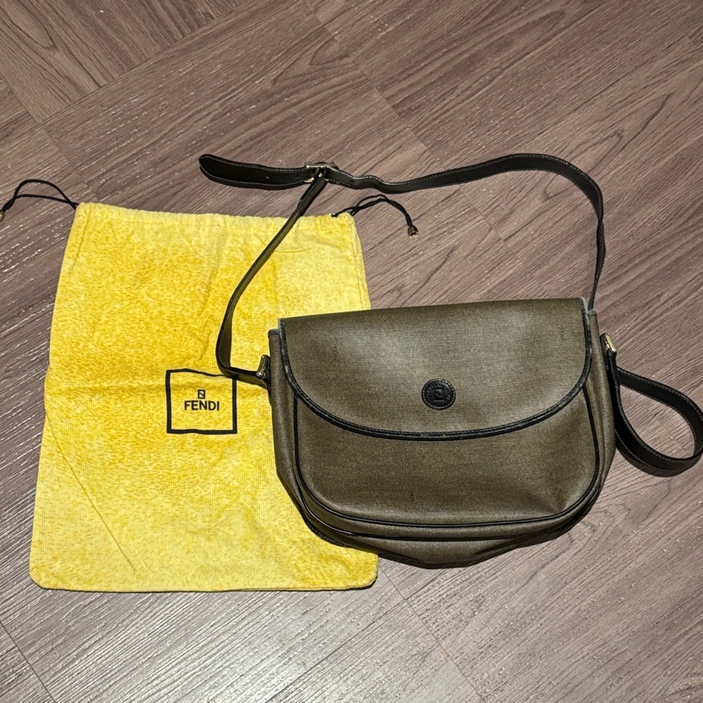 Vintage Fendi Khaki Crossbody Bag